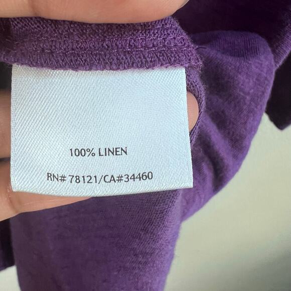 Eileen Fisher 100% Linen Purple Linen Knit Oversized Tunic Top Short Sleeve S - Picture 5 of 7